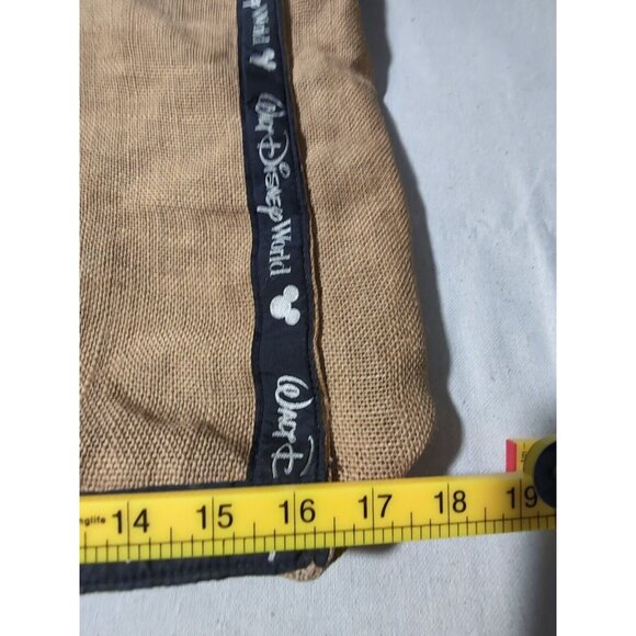 Walt DIsney World Tote Bag Burlap 16.5 X 5 X 15 With Rope Handles Disney World - Picture 4 of 5